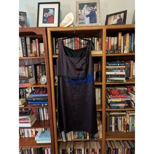 Nitya silk beaded eggplant and blue beaded waist cocktail dress sz 44